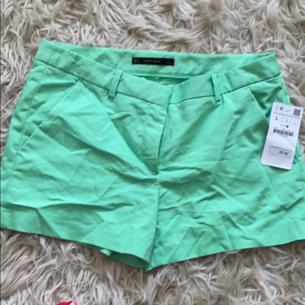Green Zara shorts